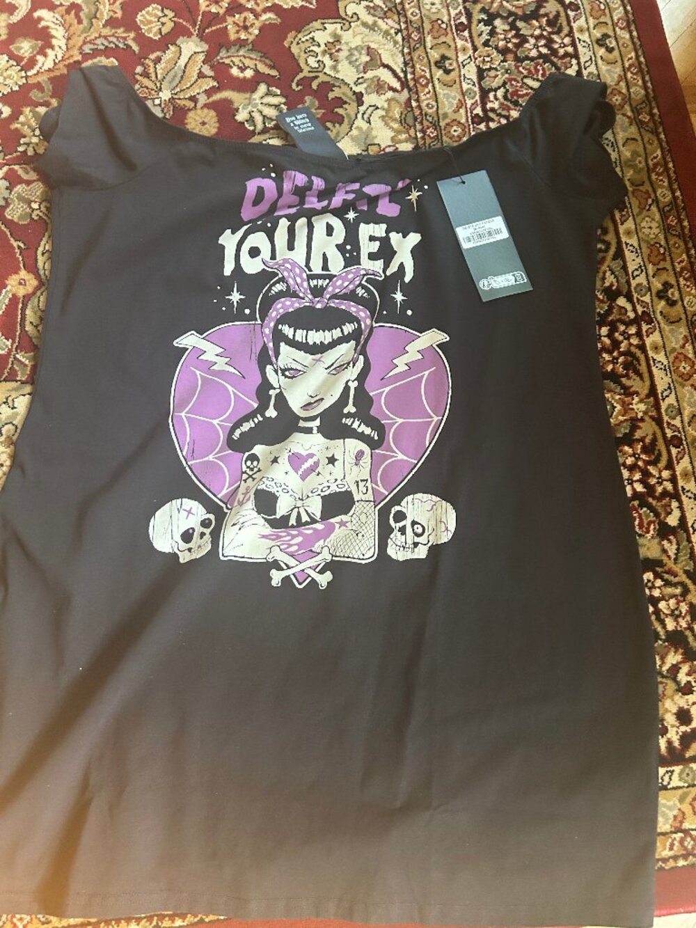 Killstar Delete Ur Ex Dress Black Purple Graphic Mini Dress 4XL NWT